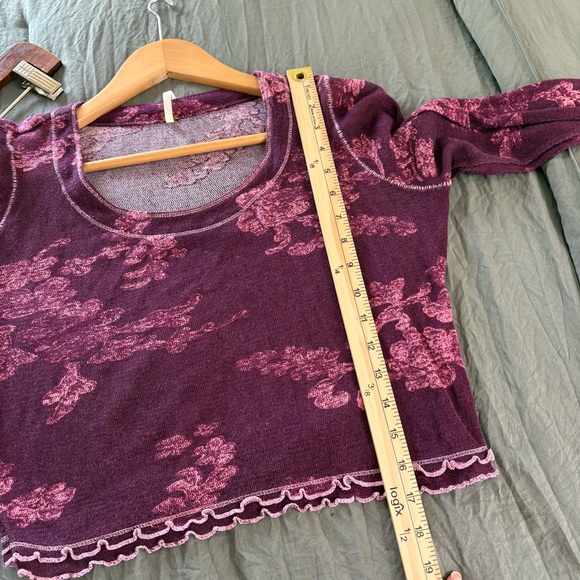 Free People Garner Long Sleeve Tee in Berry Combo. Size Small. - Picture 11 of 13